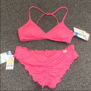 Hobie 2 piece hot pink scrunch bottom bikini